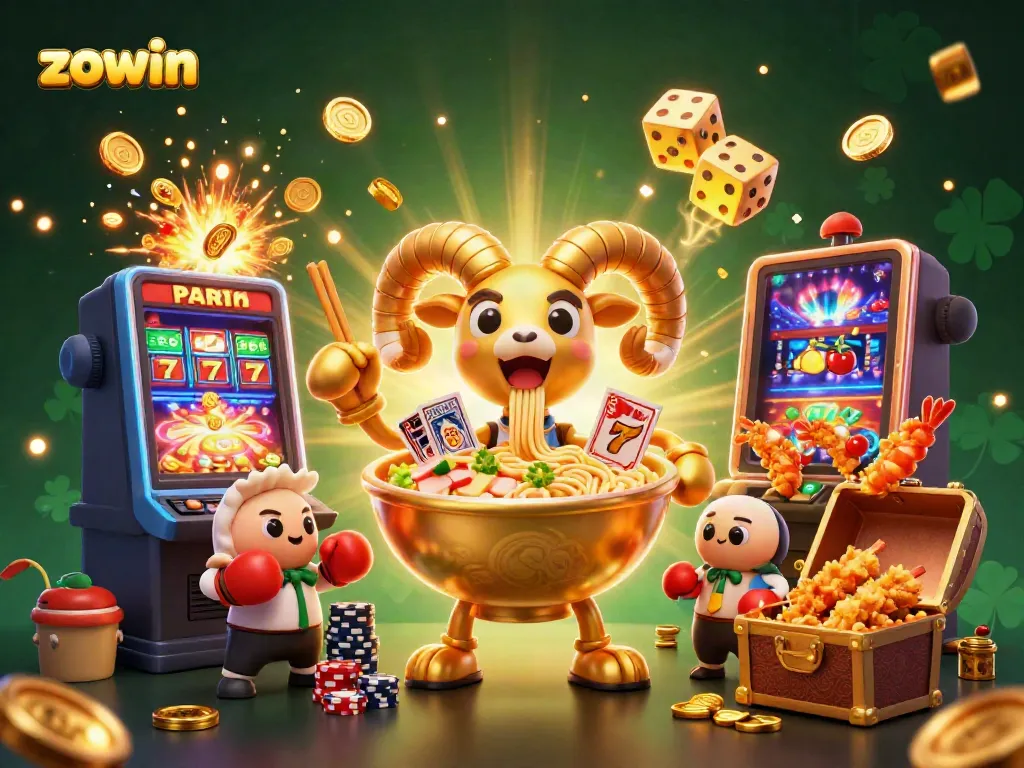 Zowin brings excitement with animated casino characters celebrating a jackpot win.