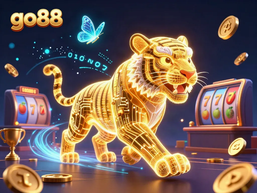 Experience thrilling gameplay at go88 with this vibrant digital casino scene featuring a golden tiger!