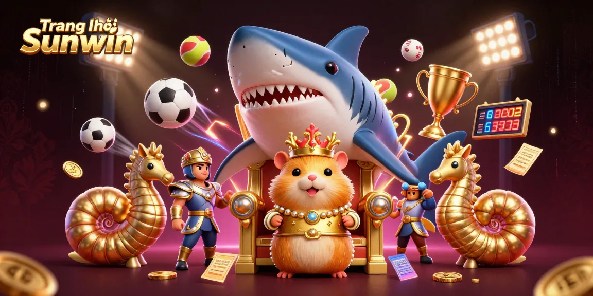 Experience the excitement at Trang chủ Sunwin with a dynamic scene featuring a golden hamster king and thrilling gaming elements.